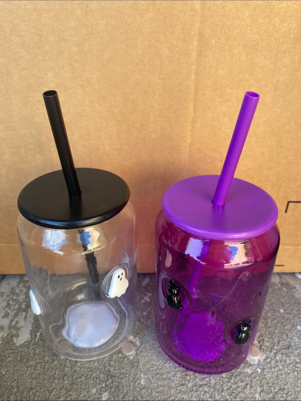 Cat & Ghost Jars with straws